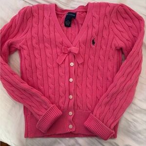 Ralph Lauren Vivid Pink Cable Knit Cardigan